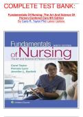 COMPLETE TEST BANK&colon;  Fundamentals Of Nursing&colon; The Art And Science Of Person-Centered Care 9th Edition By Carol R&period; Taylor Phd Latest Update&period;