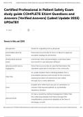 Certified Professional in Patient Safety Exam study guide COMPLETE EXAM Questions and Answers &lpar;Verified Answers&rpar; &lpar;Latest Update 2025&rpar; UPDATE&excl;&excl;