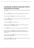 Food Manager Certification Study Guide: HACCP &  Safety Questions and answers 