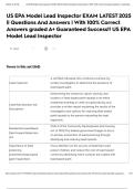 US EPA Model Lead Inspector EXAM LATEST 2025 &vert;&vert; Questions And Answers &vert; With 100&percnt; Correct Answers graded A&plus; Guaranteed Success&excl;&excl; US EPA Model Lead Inspector