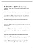 HACCP Vocabulary Questions and answers 