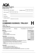 AQA GCSE 8464&sol;P&sol;2H COMBINED SCIENCE&colon;TRILOGY HIGHER TIER PHYSICS PAPER 2H &plus; MARK SCHEME JUNE 2025