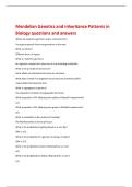 Mendelian Genetics and Inheritance Patterns in  Biology questions and answers 