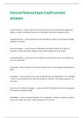 Intro to Finance Exam 1 with correct answers 