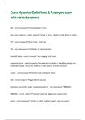 Crane Operator Definitions & Acronyms exam with correct answers
