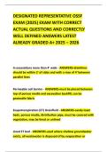 DESIGNATED REPRESENTATIVE OSSF EXAM &lpar;2025&rpar; EXAM WITH CORRECT ACTUAL QUESTIONS AND CORRECTLY WELL DEFINED ANSWERS LATEST ALREADY GRADED A&plus; 2025 &ndash; 2026