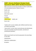D487 Secure Software Design Exam Questions With 100- Verified Answers&period;docx