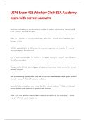 USPS Exam 421 Window Clerk SSA Academy exam with correct answers