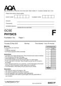 AQA GCSE 8463&sol;1F PHYSICS FOUNDATION TIER PAPER 1F &plus; MARK SCHEME MAY 2025