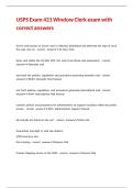 USPS Exam 421 Window Clerk exam with correct answers