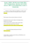 Exam 1: NR283 / NR 283 (Latest Update 2026 /2027) Pathophysiology | Questions and Verified Answers | With Complete Solution