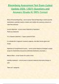 Bloomberg Assessment Test Exam &lpar;Latest Update 2026 &sol; 2027&rpar; Questions and Answers &lbrace;Grade A&rcub; 100&percnt; Correct