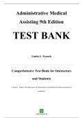 Test Bank — Administrative Medical Assisting, 9th Edition — Linda L. French & Lisa H. Turner — ISBN 9780357765272 — Latest Update 2025/2026 — (All Chapters Covered 1–21)