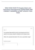WGU D469 EXAM PA Supply Chain and Operations Managements QUESTIONS AND CORRECT ANSWERS LATEST UPDATE THIS YEAR