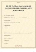 BIO 235 - Final Exam Study Guide ALL 200 QUESTIONS AND CORRECT ANSWERS LATEST UPDATE THIS YEAR