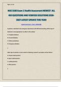 NSG 3160 Exam 1 Health Assessment NEWEST ALL 450 QUESTIONS AND VERIFIED SOLUTIONS 2026-2027 LATEST UPDATE THIS YEAR