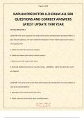 KAPLAN PREDICTOR A-D EXAM ALL 500 QUESTIONS AND CORRECT ANSWERS LATEST UPDATE THIR YEAR