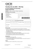 OCR A LEVEL 2025 DESIGN ENGINEERING Paper 2 QP