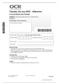 OCR A LEVEL 2025 DRAMA & THREATRE Paper 41 QP &plus; free study guide at end