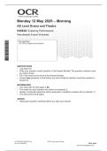 OCR AS LEVEL 2025 DRAMA & THREATRE Paper 5 QP &plus; free study guide at end