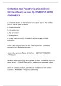 Orthotics and Prosthetics Combined Written Boards exam QUESTIONS WITH ANSWERS