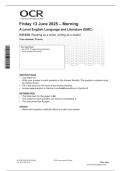 OCR A LEVEL 2025 ENGLISH LANGUAGE & LITERATURE Paper 3 QP &plus; free study guide at end