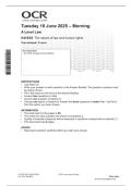 OCR A LEVEL 2025 LAW Paper 3 QP &plus; free study guide at end