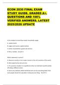 ECON 2030 FINAL EXAM  STUDY GUIDE&period; GRADED A&plus;&period;  QUESTIONS AND 100&percnt;  VERIFIED ANSWERS&period; LATEST  2025&sol;2026 UPDATE 