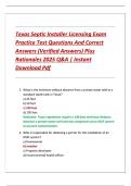 Texas Septic Installer Licensing Exam  Practice Test Questions And Correct  Answers &lpar;Verified Answers&rpar; Plus  Rationales 2025 Q&A &vert; Instant  Download Pdf
