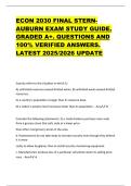 ECON 2030 FINAL STERN AUBURN EXAM STUDY GUIDE&period;  GRADED A&plus;&period; QUESTIONS AND  100&percnt; VERIFIED ANSWERS&period;  LATEST 2025&sol;2026 UPDATE 