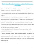 TABC Exam – Practice Questions and Verified Answers (2025/2026), complete certification prep material