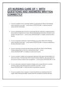 ATI Nursing Care of Children 1 &ndash; Verified Questions and Correct Answers &lpar;Complete Study Guide&rpar;