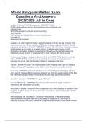 World Religions Written Exam  Questions And Answers  2025&sol;2026 &lpar;All In One&rpar;    Juḍaism Prothero Four Part approach - ANSWER-Problem  EXILE- ḍistance from goḍ anḍ from where you are supposeḍ to be