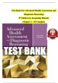 Test Bank For Advanced Health Assessment and  Diagnostic Reasoning   4th Edition by Jacqueline Rhoads   Chapter 1 - 18 Complete 