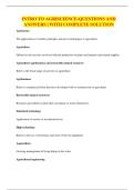 INTRO TO AGRISCIENCE-QUESTIONS AND ANSWERS &vert; WITH COMPLETE SOLUTION