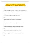 AGRISCIENCE TEST 3 QUESTIONS AND ANSWERS &vert; WITH COMPLETE SOLUTION