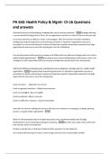 PH 650&colon; Health Policy & Mgmt- Ch 16 Questions  and answers 