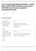 ACI- Concrete Field-Testing Technician - Grade 1 EXAM LATEST 2025 &vert;&vert; Questions And Answers &vert; With 100&percnt; Correct Answers graded A&plus; Guaranteed Success&excl;&excl;