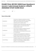 PN4001 FINAL REVIEW &lpar;2025&rpar; Exam Questions & Answers &vert; Latest Already Graded A&plus; UPDATE 2025&vert;2026&excl;&excl; STUDY GUIDE EXAM