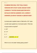 PLUMBING RED SEAL TEST FINAL EXAM 2  VERSIONS WITH STUDY GUIDE 2026&sol;2027 BANK  CURRENTLY TESTING EXAM QUESTIONS WITH  DETAILED VERIFIED ANSWERS 100&percnt; CORRECT  ANSWERS &vert;&vert;ALREADY GRADED A&plus;&vert;&vert;BRAND NEW&excl;&excl;
