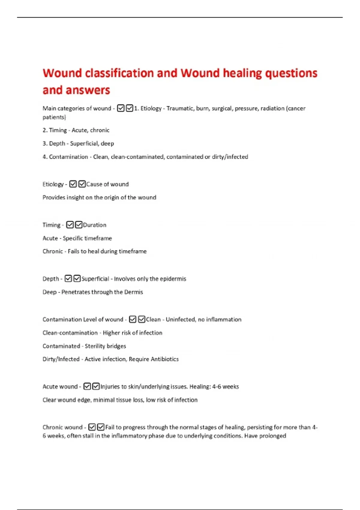 Wound classification and Wound healing questions and answers - Wound ...