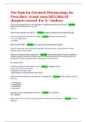 Test Bank for Advanced Pharmacology for Prescribers ,Actual exam 2025/2026.All charpters covered ,For A+ Students