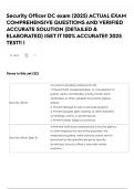 Security Officer DC exam &lpar;2025&rpar; ACTUAL EXAM COMPREHENSIVE QUESTIONS AND VERIFIED ACCURATE SOLUTION &lpar;DETAILED & ELABORATED&rpar; &vert;GET IT 100&percnt; ACCURATE&excl;&excl; 2025 TEST&excl;&excl; &vert;