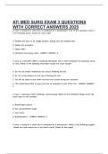 ATI MED SURG EXAM 3 QUESTIONS WITH CORRECT ANSWERS 