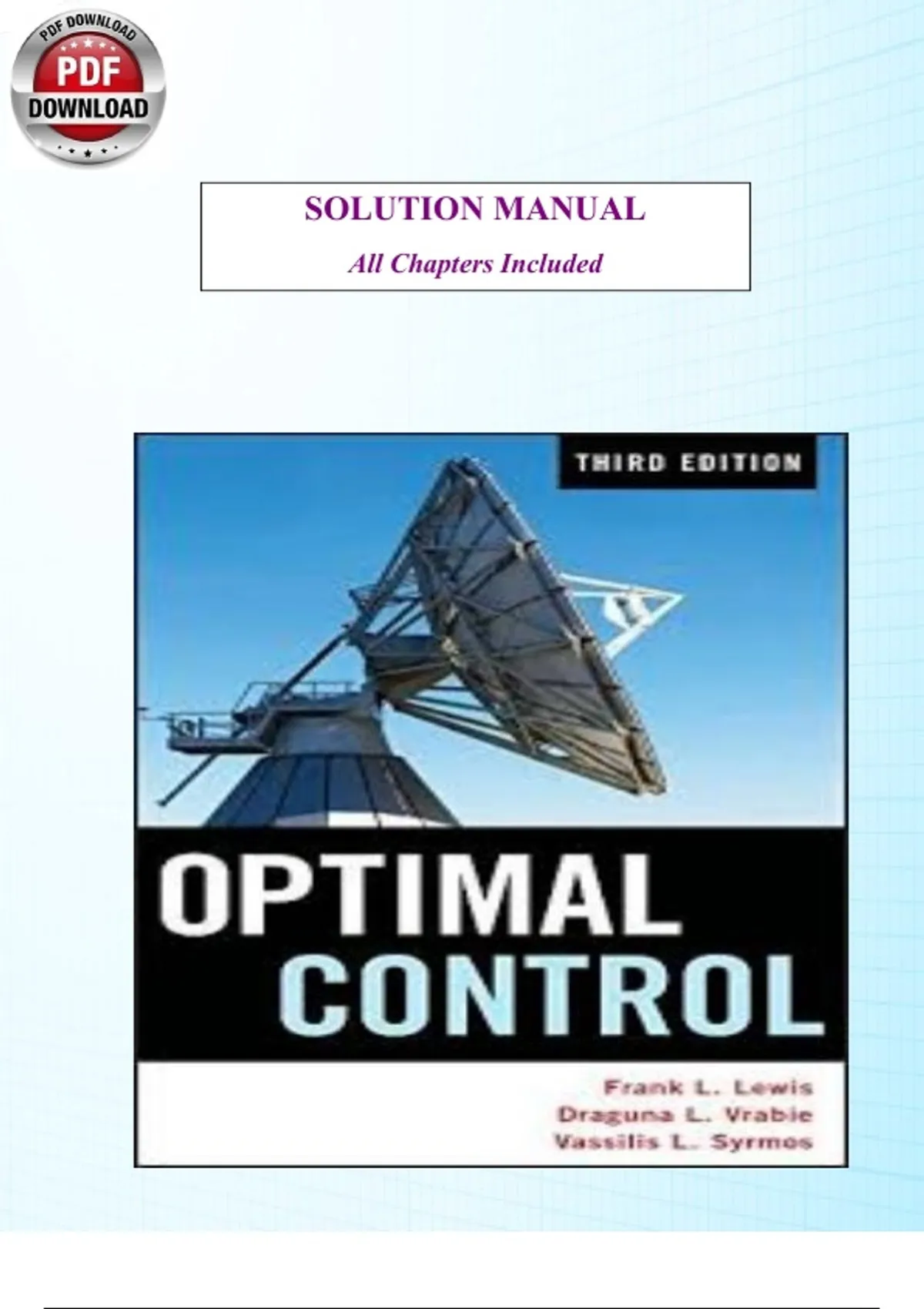 Optimal Control, 3rd Edition – Solutions Manual (Frank L. Lewis, Draguna Vrabie, Vassilis L ...