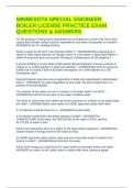 MINNESOTA SPECIAL ENGINEER BOILER LICENSE PRACTICE EXAM QUESTIONS & ANSWERS