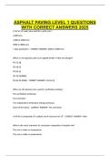 ASPHALT PAVING LEVEL 1 QUESTIONS WITH CORRECT ANSWERS 