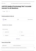 AHS 102 Medical Terminology Test 1 Accurate Answers To All Questions