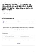 Psych 230 - Exam 1 &lpar;UIUC&rpar; 2025 COMPLETE EXAM QUESTIONS AND VERIFIED ANSWERS &vert;RECENTLY TESTING REAL EXAM QUESTIONS&vert; 100&percnt; SOLVED&excl;&excl;
