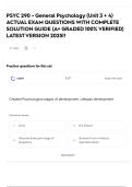 PSYC 290 - General Psychology &lpar;Unit 3 &plus; 4&rpar; ACTUAL EXAM QUESTIONS WITH COMPLETE SOLUTION GUIDE &lpar;A&plus; GRADED 100&percnt; VERIFIED&rpar; LATEST VERSION 2025&excl;&excl;